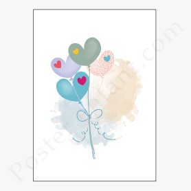 Affiche Ballons en forme de coeur Affiche Ballons en forme de coeur