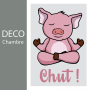 Affiche Petit cochon rose qui fait du yoga : Chut !