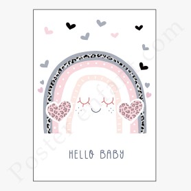 Affiche : Arc en ciel avec coeurs