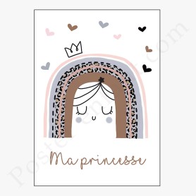 Affiche : Arc en ciel et coeurs