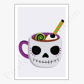 Affiche : Halloween mug tête de mort Affiche : Halloween mug tête de mort