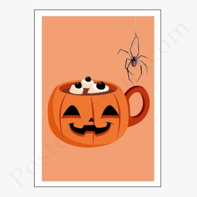Affiche : Halloween Mug citrouille et araignée Affiche : Halloween Mug citrouille et araignée