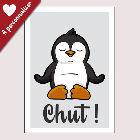 Affiche Petit pinguoin qui fait du yoga : Chut !