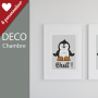 Affiche Petit pinguoin qui fait du yoga : Chut !