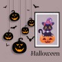 Affiche : Halloween petit chat sur sa citrouille