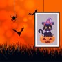 Affiche : Halloween petit chat sur sa citrouille