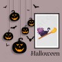 Affiche : Halloween petit chat sur son balai