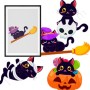 Affiche : Halloween petit chat sur son balai