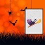 Affiche : Halloween petit chat sur son balai