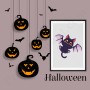 Affiche : Halloween petit chat chauve-souris