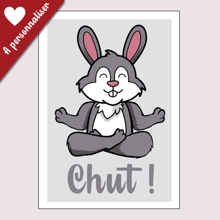 Affiche Petit lapin qui fait du yoga : Chut !