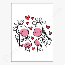 Affiche Amusantes girafes avec coeurs Affiche Amusantes girafes avec coeurs