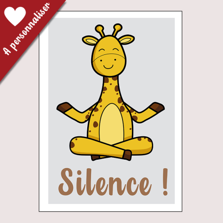 Affiche Petite girafe qui fait du yoga : Chut !