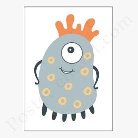 Affiche : Petit monstre amusant gris Affiche : Petit monstre amusant gris