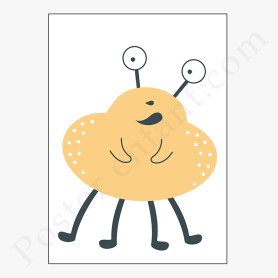 Affiche : Petit monstre jaune amusant Affiche : Petit monstre jaune amusant