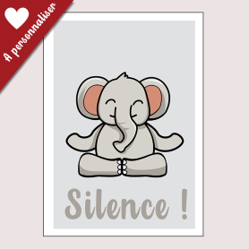 Affiche Petite éléphant qui fait du yoga : Chut ! Affiche Petite éléphant qui fait du yoga : Chut !
