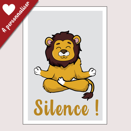 Affiche Petit lion qui fait du yoga : Chut !