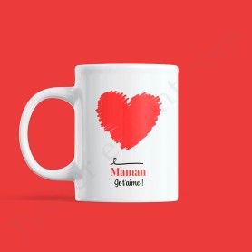 Mug : Maman je t'aime avec joli coeur rouge Mug : Maman je t'aime avec joli coeur rouge