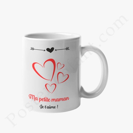 Mug : Ma petite maman je t'aime avec jolis coeurs