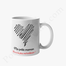 Mug : Ma petite maman... avec joli coeur noir Mug à personnaliser pour ma maman