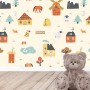 Papier peint : Petites maisons et animaux