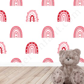 Papier peint : Arc en ciel et petits coeurs