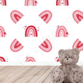 Papier peint : Arc en ciel et petits coeurs