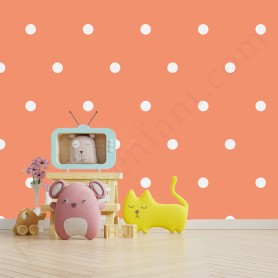 Papier peint : Petits pois - Orange et blanc Papier peint : Petits pois - Orange et blanc