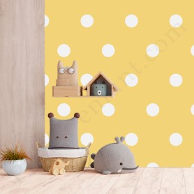 Papier peint : Petits pois - Jaune et blanc Papier peint : Petits pois - Jaune et blanc