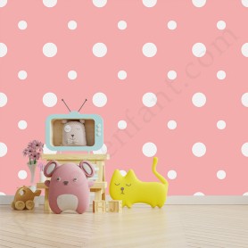 Papier peint : Petits pois - Rose et blanc Papier peint : Petits pois - Rose et blanc
