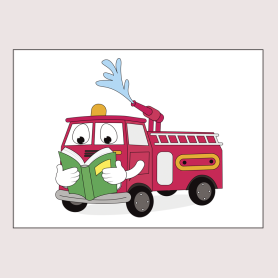 Affiche Petit camion de pompier amusant Affiche Petit camion de pompier amusant