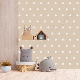 Papier peint : Petits pois - Beige et blanc Papier peint : Petits pois - Beige et blanc