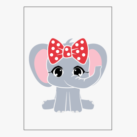 Affiche Adorable éléphant gris avec nœud rouge Affiche Adorable éléphant gris avec nœud rouge