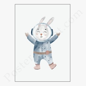 Affiche : Astronaute lapin Affiche : Astronaute lapin