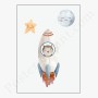 Affiche : Astronaute pingouin dans sa fusée