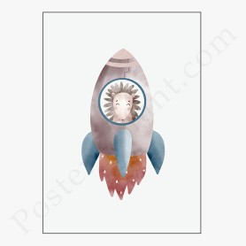 Affiche : Astronaute hérisson dans sa fusée Affiche : Astronaute hérisson dans sa fusée