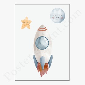 Affiche : Petite fusée dans l'espace Affiche : Petite fusée dans l'espace