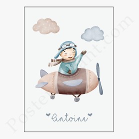 Affiche : Petit aviateur à personnaliser Affiche : Petit aviateur à personnaliser