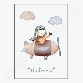 Affiche : Petit aviateur à personnaliser Affiche : Petit aviateur à personnaliser