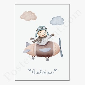Affiche : Petit aviateur à personnaliser Affiche : Petit aviateur à personnaliser