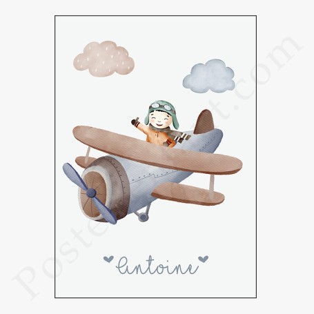 Affiche : Petit aviateur à personnaliser