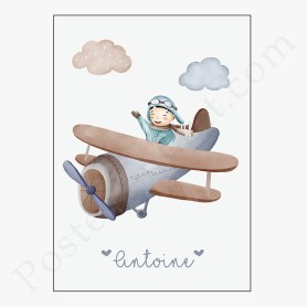 Affiche : Petit aviateur à personnaliser Affiche : Petit aviateur à personnaliser