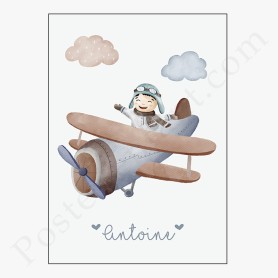 Affiche : Petit aviateur à personnaliser Affiche : Petit aviateur à personnaliser