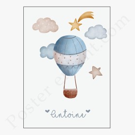 Affiche : Petite montgolfière à personnaliser Affiche : Petite montgolfière à personnaliser