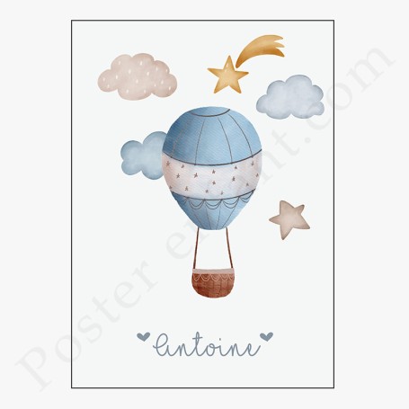 Affiche : Petite montgolfière à personnaliser