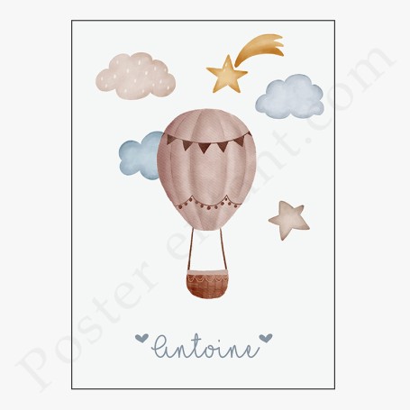 Affiche : Petite montgolfière à personnaliser