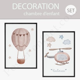 2 Affiches : Montgolfière et hélicoptère à personnaliser 2 Affiches : Montgolfière et hélicoptère à personnaliser