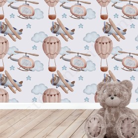 Papier peint : Petits avions et montgolfières Papier peint : Petits avions et montgolfières
