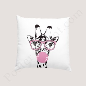 Coussin déco :  Amusante girafe avec bulle Coussin déco :  Amusante girafe avec bulle