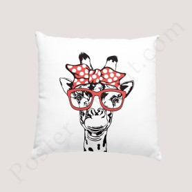 Coussin déco :  Amusante girafe avec ses lunettes Coussin déco :  Amusante girafe avec ses lunettes
